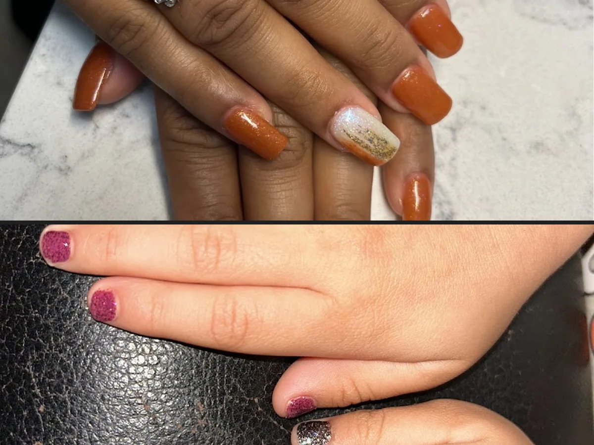 Polished nails displayed on a hand