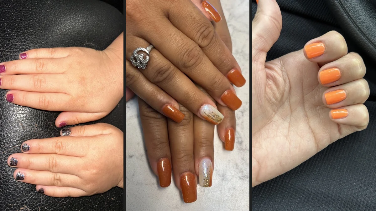 Nail salon interior with manicure stations